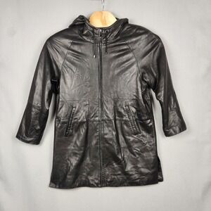 LNR‎ La Nouvelle Renaissance Leather Jacket Womens Medium Hooded Thinsulate